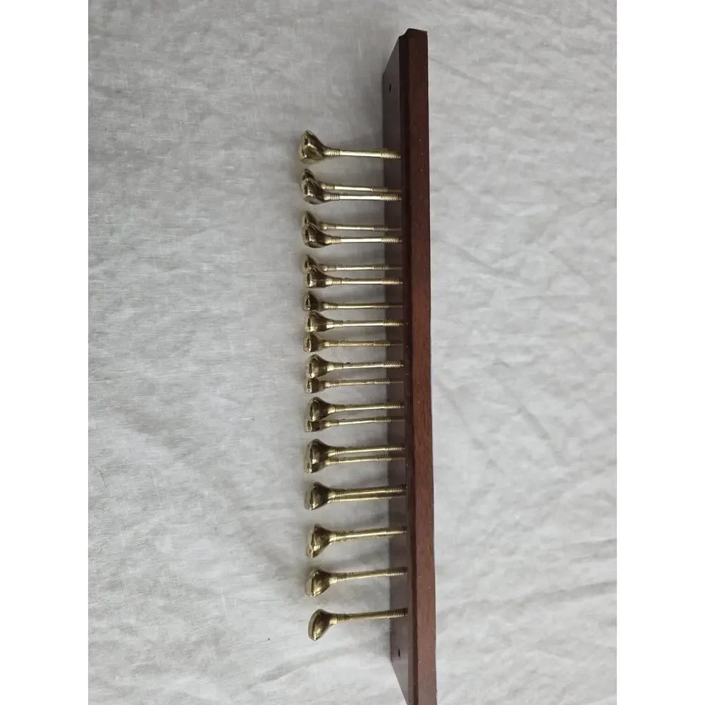 Vintage Brass Golf Club Peg Hanger Wood Tie Rack Wall Mount Scarf Belt